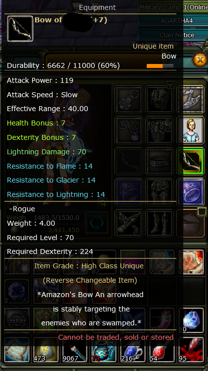 83/10 % 62 Human Archer 7 Guest bow 7 guest Flame shard