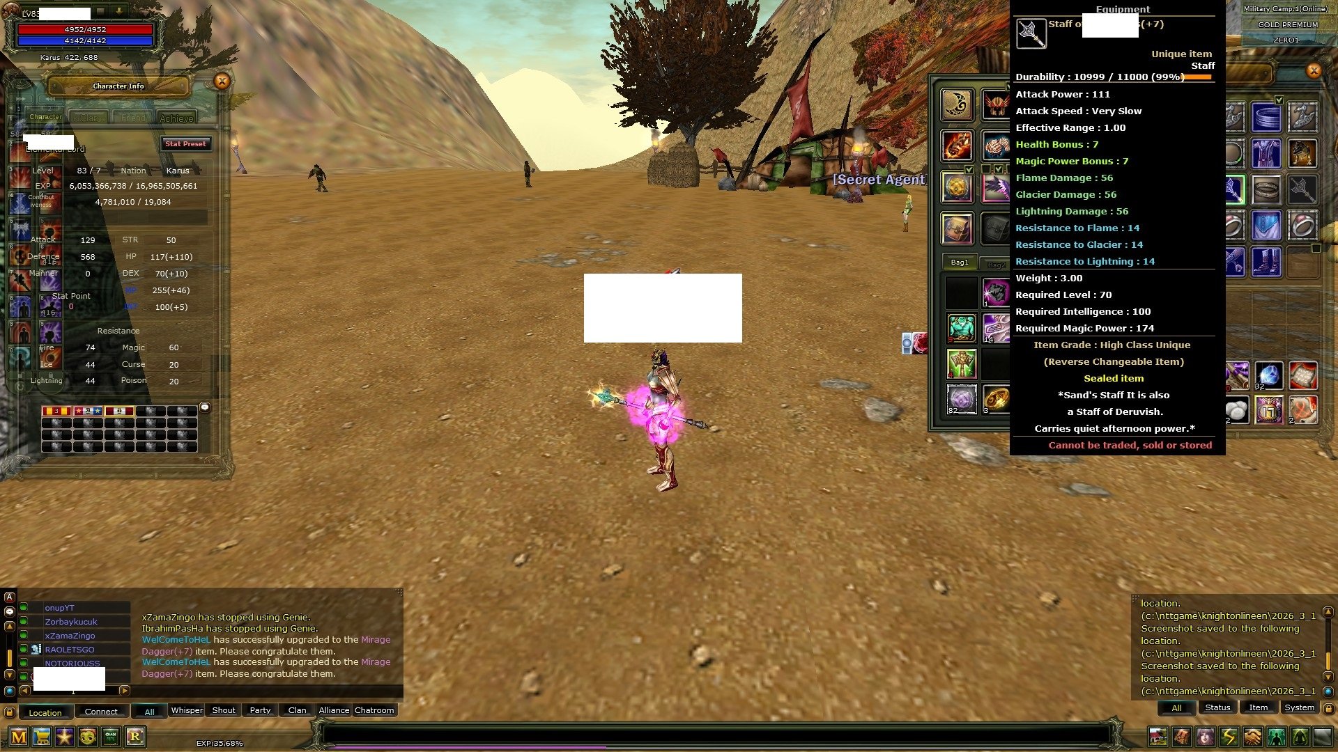 83/7 Karus Mage 7 Guest STAF 100 DEF NPLİ FULL PUSS