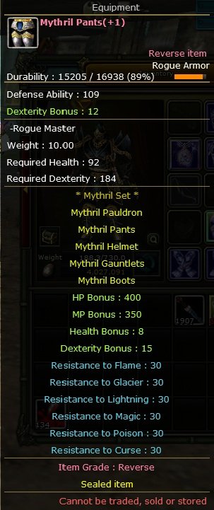 83/12 13 TILSIM, 8 MYTHRİL SETLİ ASAS