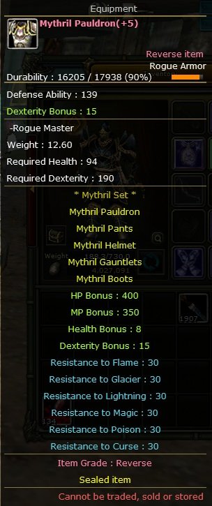 83/12 13 TILSIM, 8 MYTHRİL SETLİ ASAS