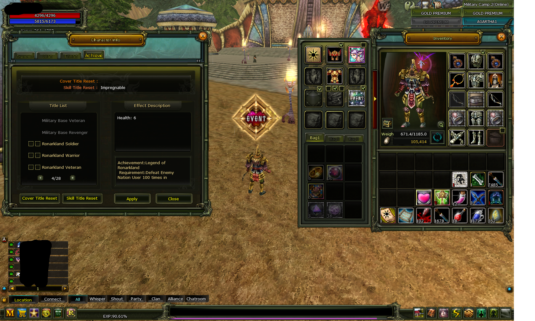 AGARTHA 83/2 % 90 FULL SKILL OKÇU 90 DEF 5 DEX