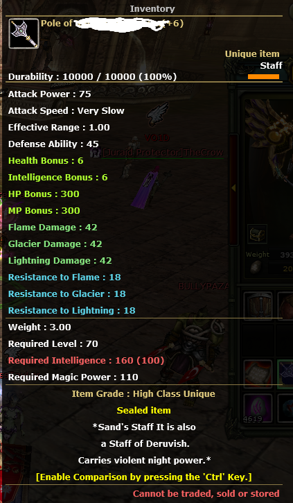 83/8 % 35 HUMAN MAGE 8 QUEST STAFF / 7 QUEST STAFF / 6 POLE STAFF