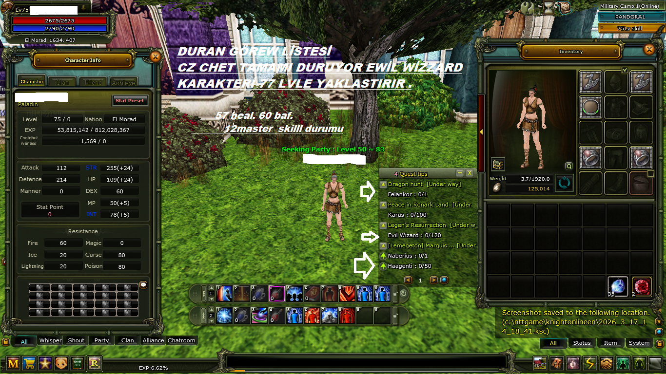 75 LVL BP PRİEST . 73LVL ASAS ..