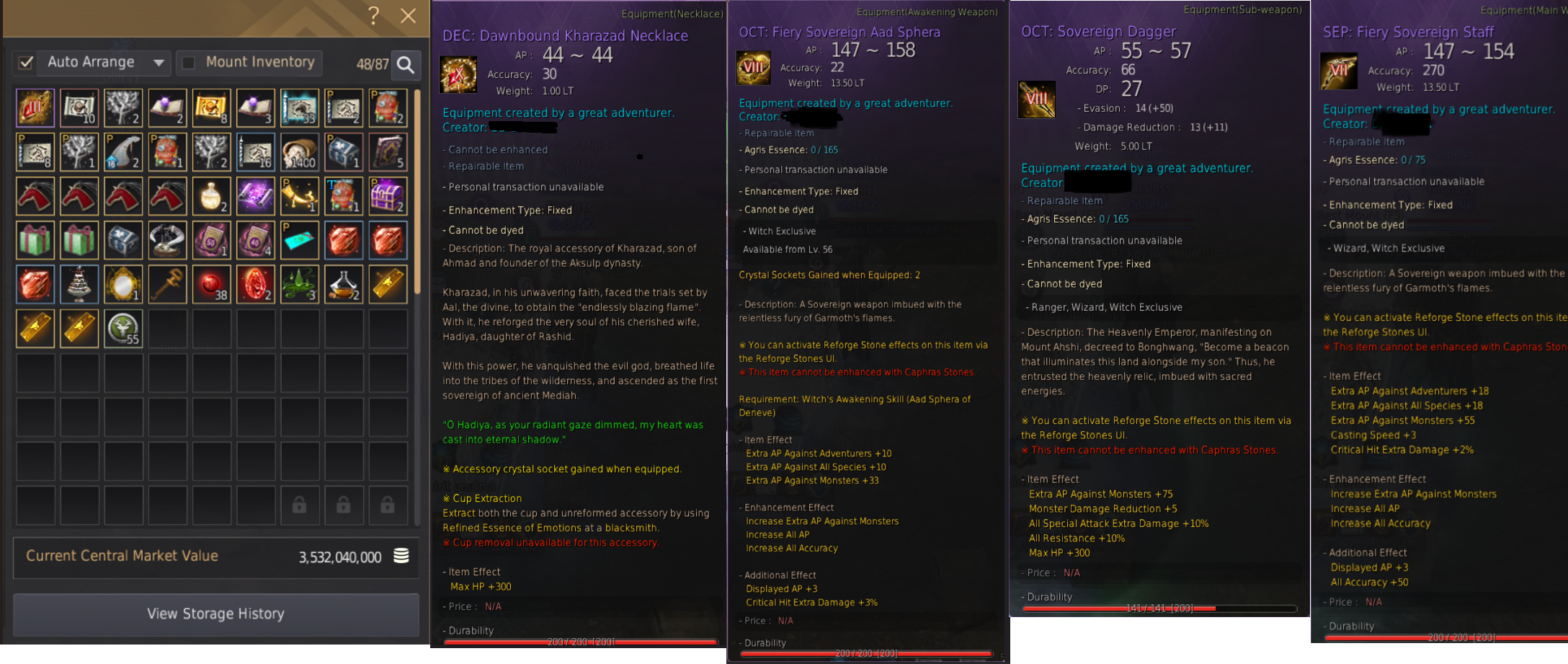 [EU] DEC KOLYE OCT HÜKÜMRAN SİLAHLAR FULL FULL P2W HAZIR CHAR