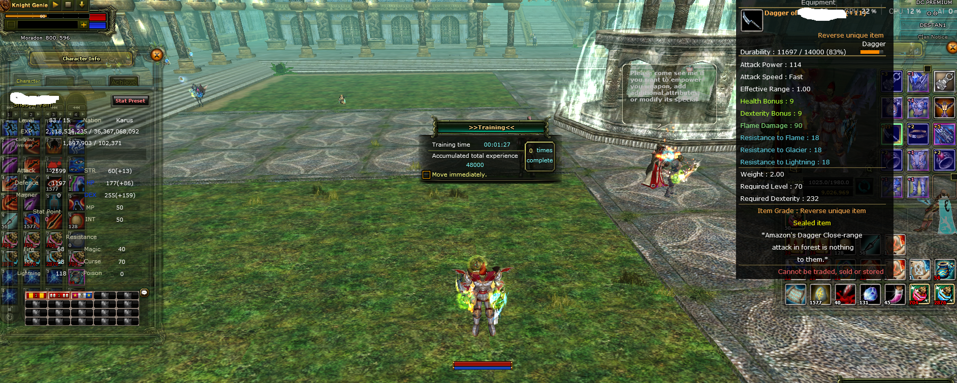 83 level reb 15 karus rogue 1.9 milyon np 100 def 7 dex