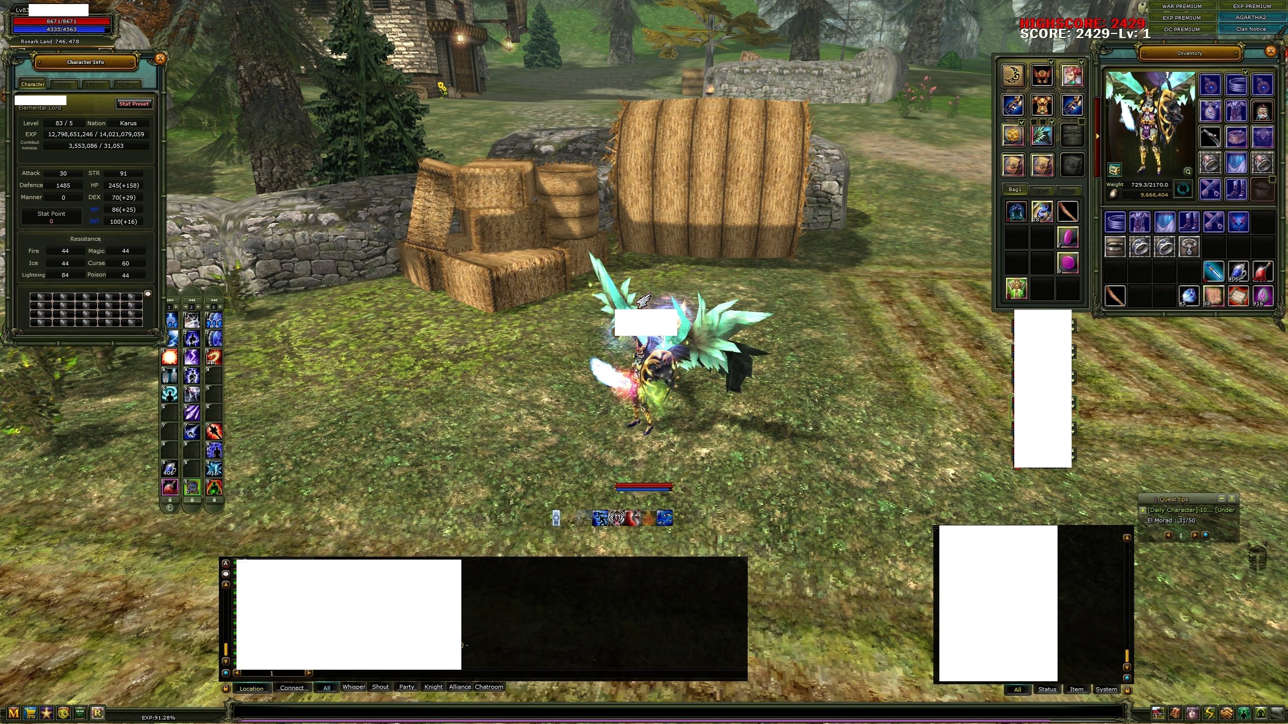 83/5 - 3.5m Np 100 Def Karus Kız Mage % 92 Exp