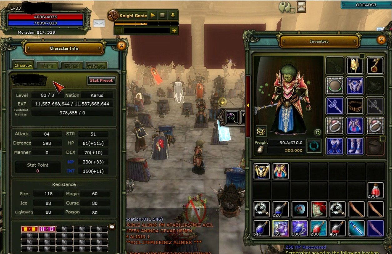 83/3 % 100 MAGE | 4 NOVA | 90 DEF AÇIK | PUS DOLU | EXTRA 1 GB ve lupus staf