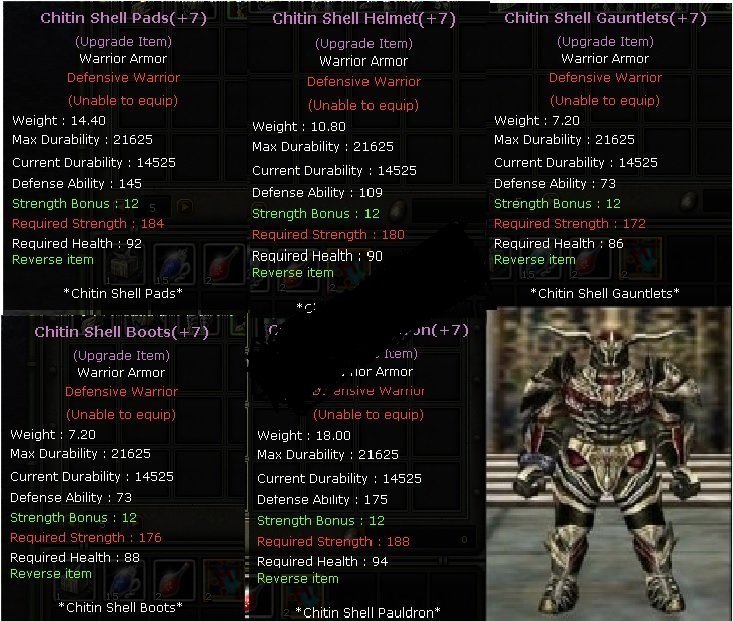 7 Warrior Shell Set