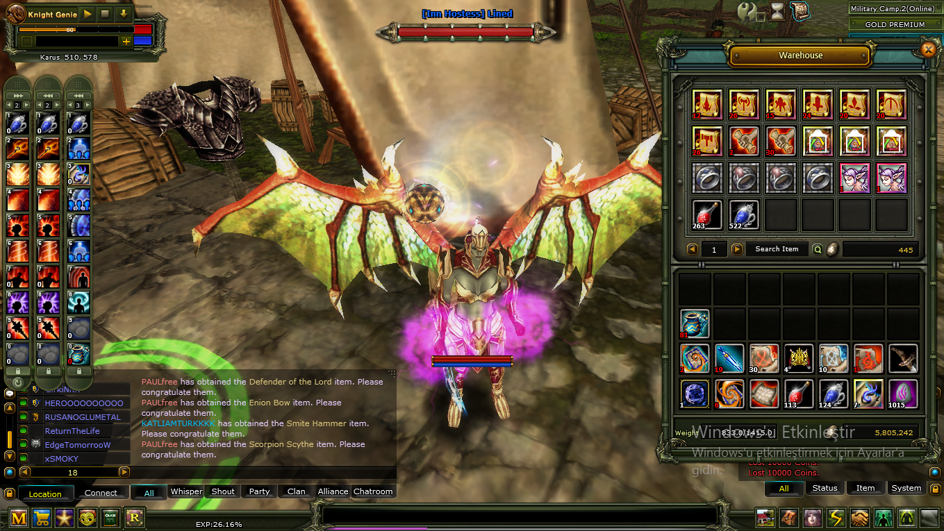 83/4 full görev quest haric 90 def acık full pus