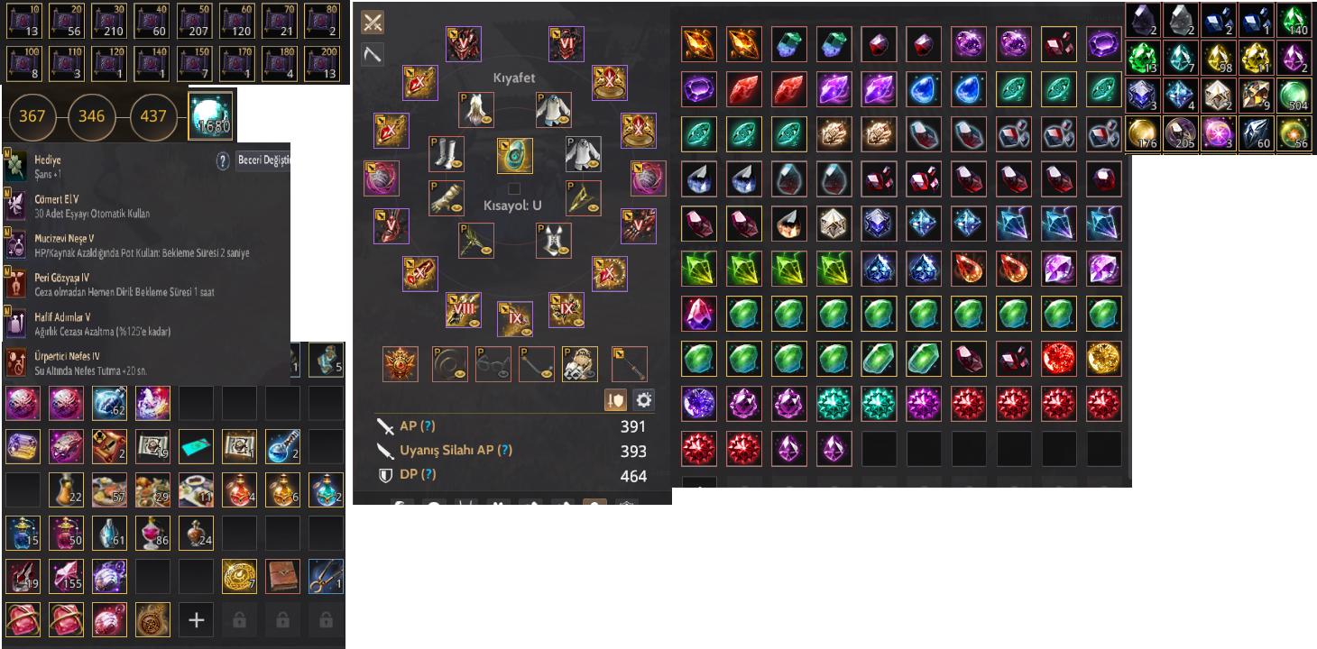 856 GS 391-393-464 PvP -PvE Kristalli Client HESAP