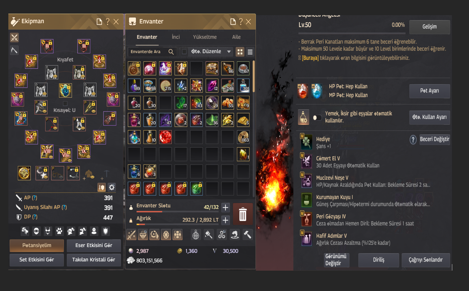 Client hesap mena Crimson Desert Hediye at kostümü ve pet