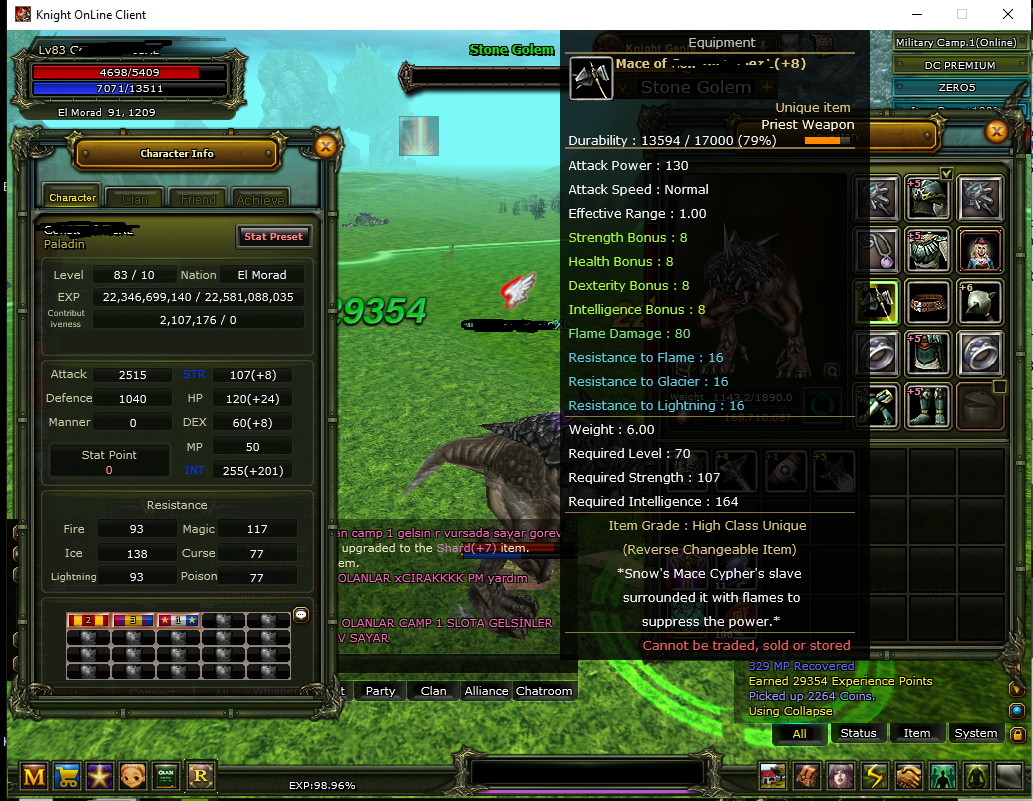 ÇİFT QUESTLİ 8 QUEST MACE VE 7 QUEST SHİELD