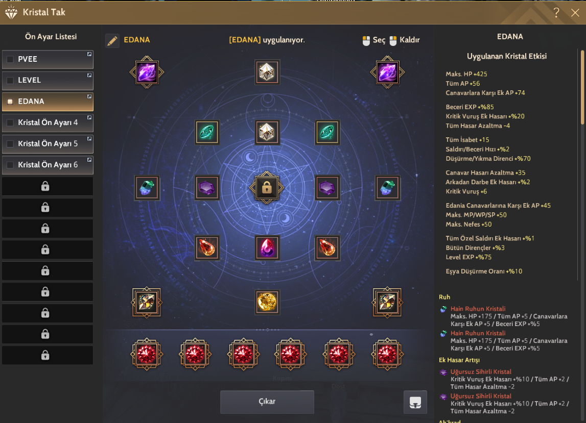 829 Gear Full Edana zırh 10 -9 level takılı Cadı