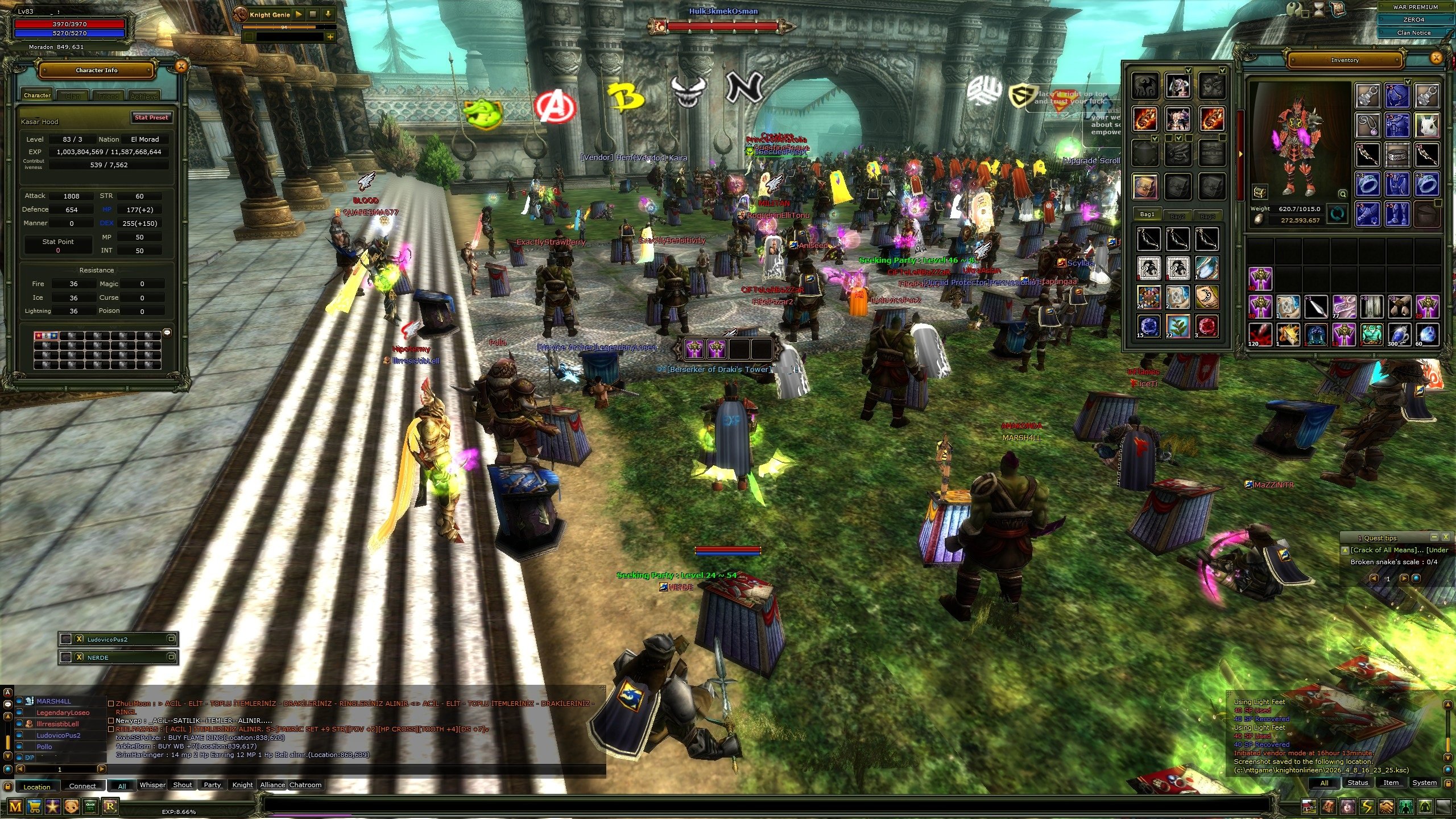 83/3 8 QUEST BOW ve 2x 7 QUEST BOW. FULL QUESTLERİ DURUYOR.