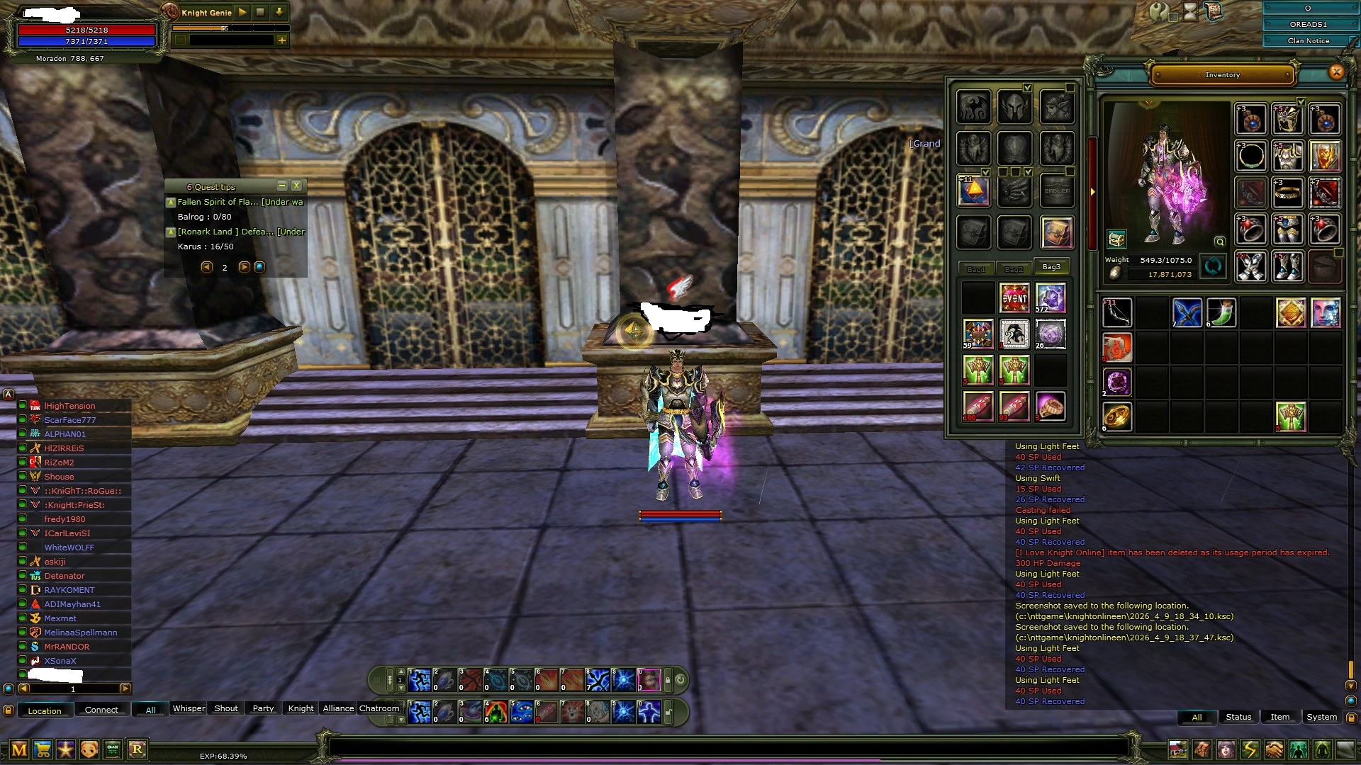 OREADS 83/6 REB ROGUE 8 QUEST MYTH 4 PARÇA 7 KOLLUK 11 LV ATK TILSIM FULL 3 TAKI SİLAH