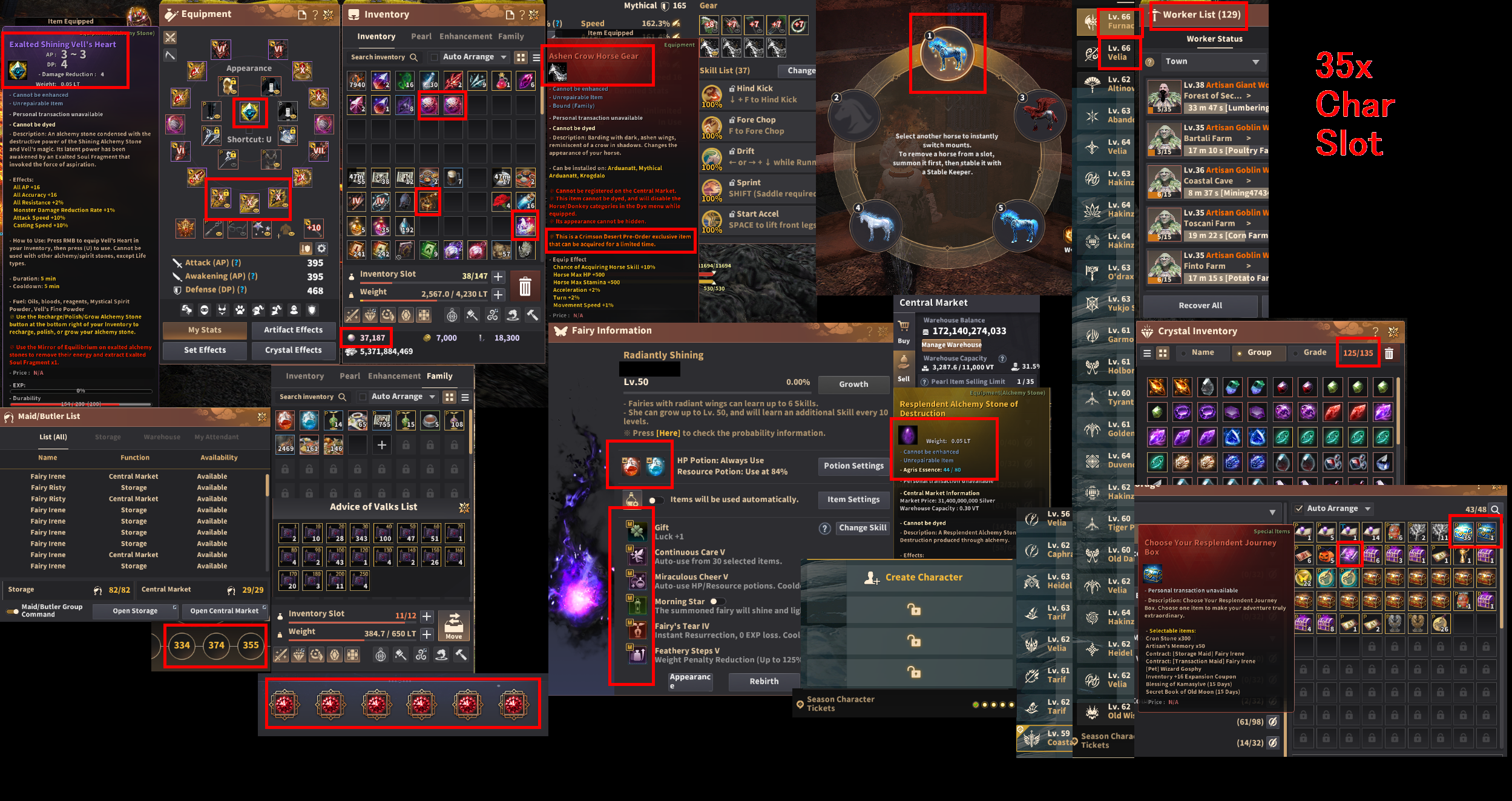 SHINING VELL Endgame – 2x 66 Level / Full DEC / 37K İnci / Treasure Hazır