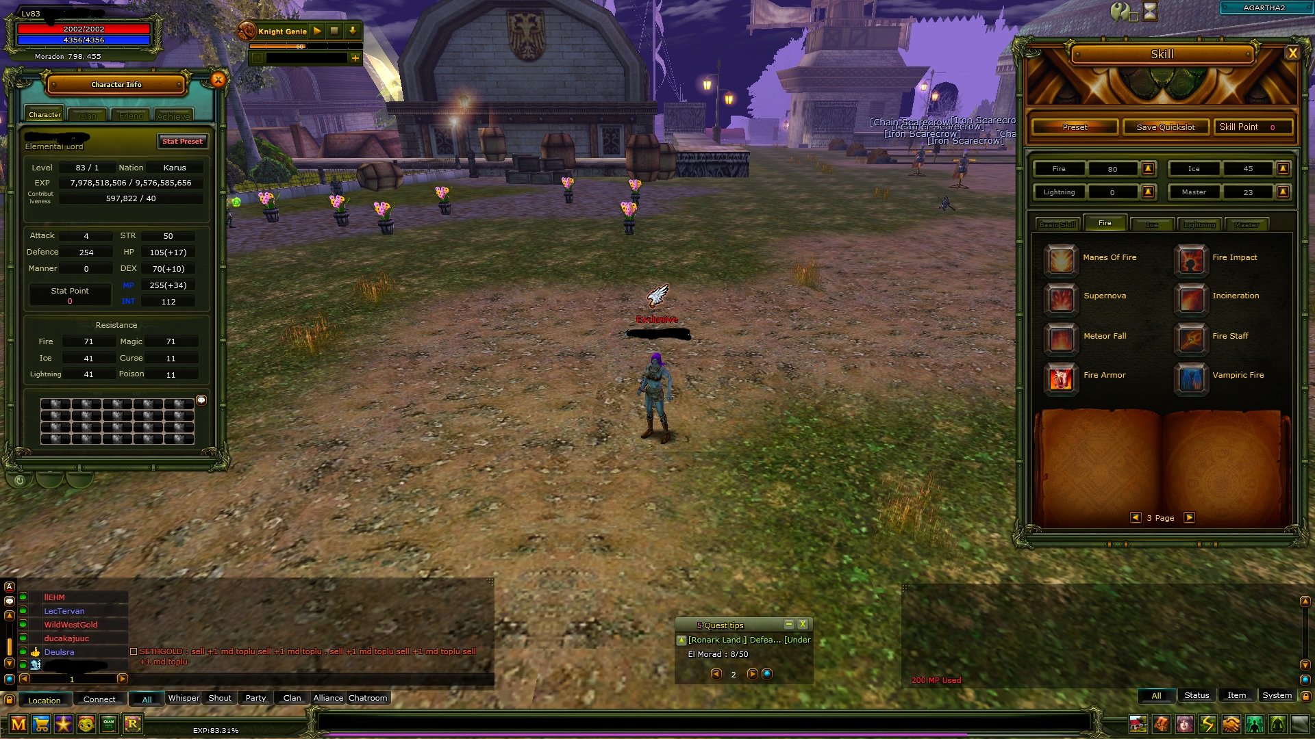 83/1 KARUS MAGE 100 DEF AÇIK VE 76 PRİEST 7 QUEST KALKANLI