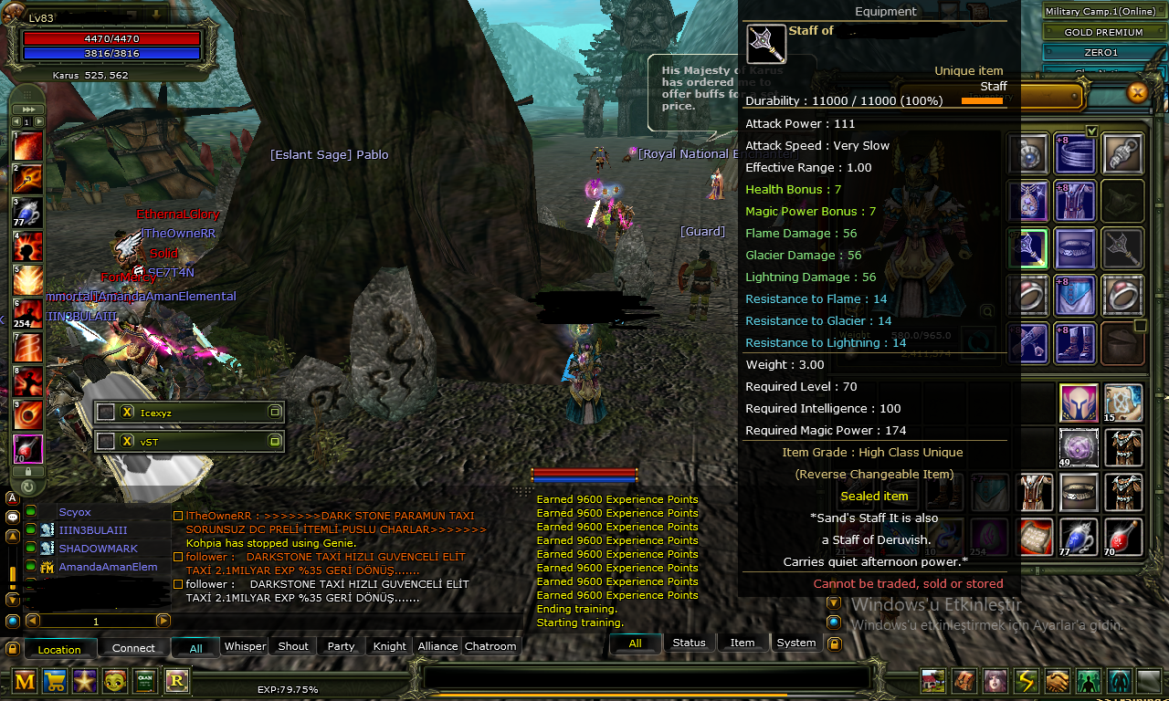 83 lvl 7 questlı mage sadece etkınlıklere gırılmıstır