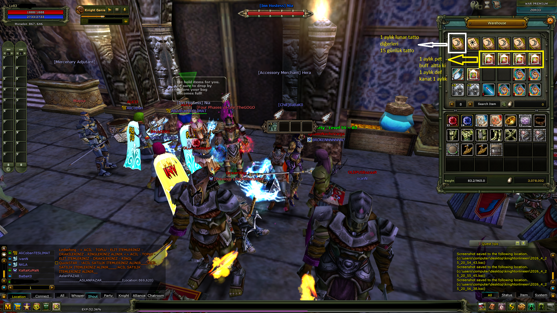 ZERO 83/5 90 defli priest yan char 83 okçu