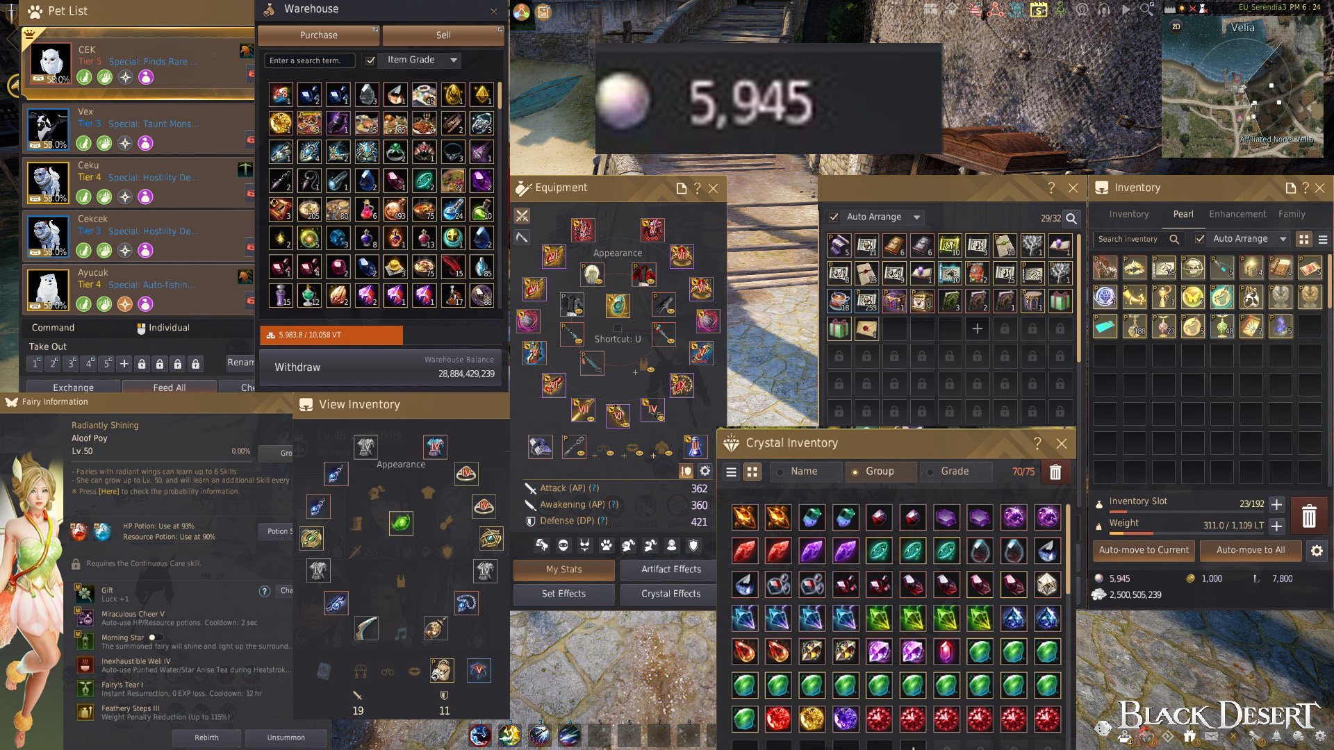 EU | 5,945 İNCİ - 362 AP 421 DP - Çadır - Sınırsız Pot - Peri - T5 Pet - P2W