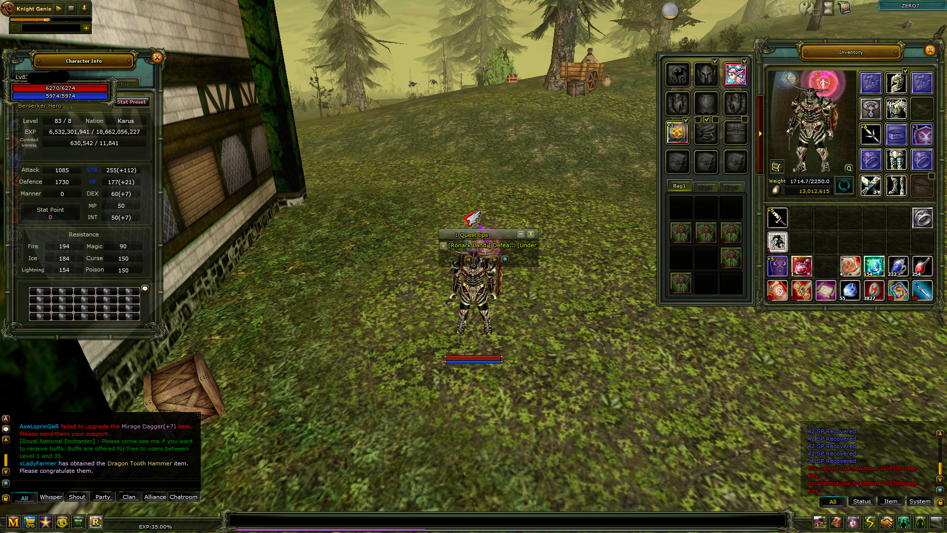 83/8 full görev old item 7 quest shieldli yan çarlar 79 2x wari 70-70 draki için