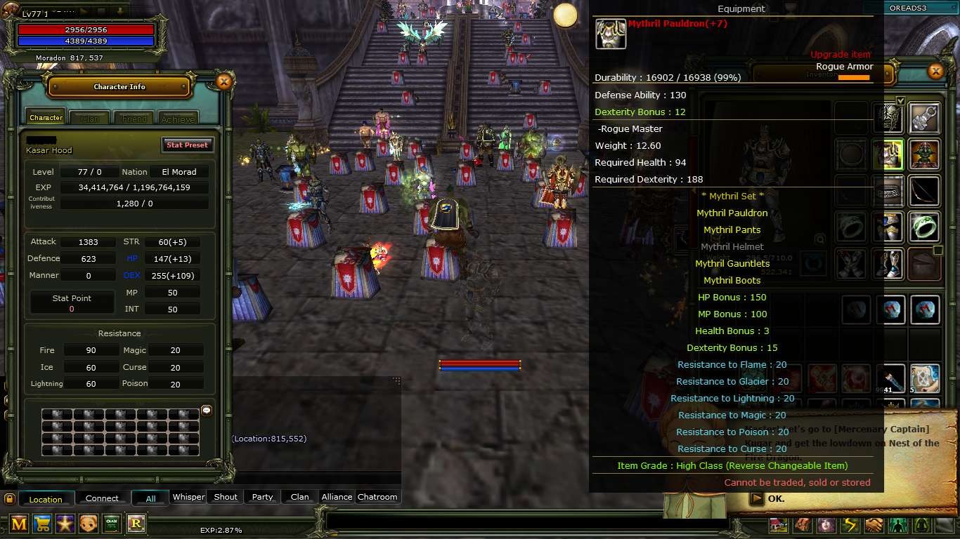 83 lvl Priest 77 okçu Human İtemli 7 questli 7 4 parça mitril 2 parça trial