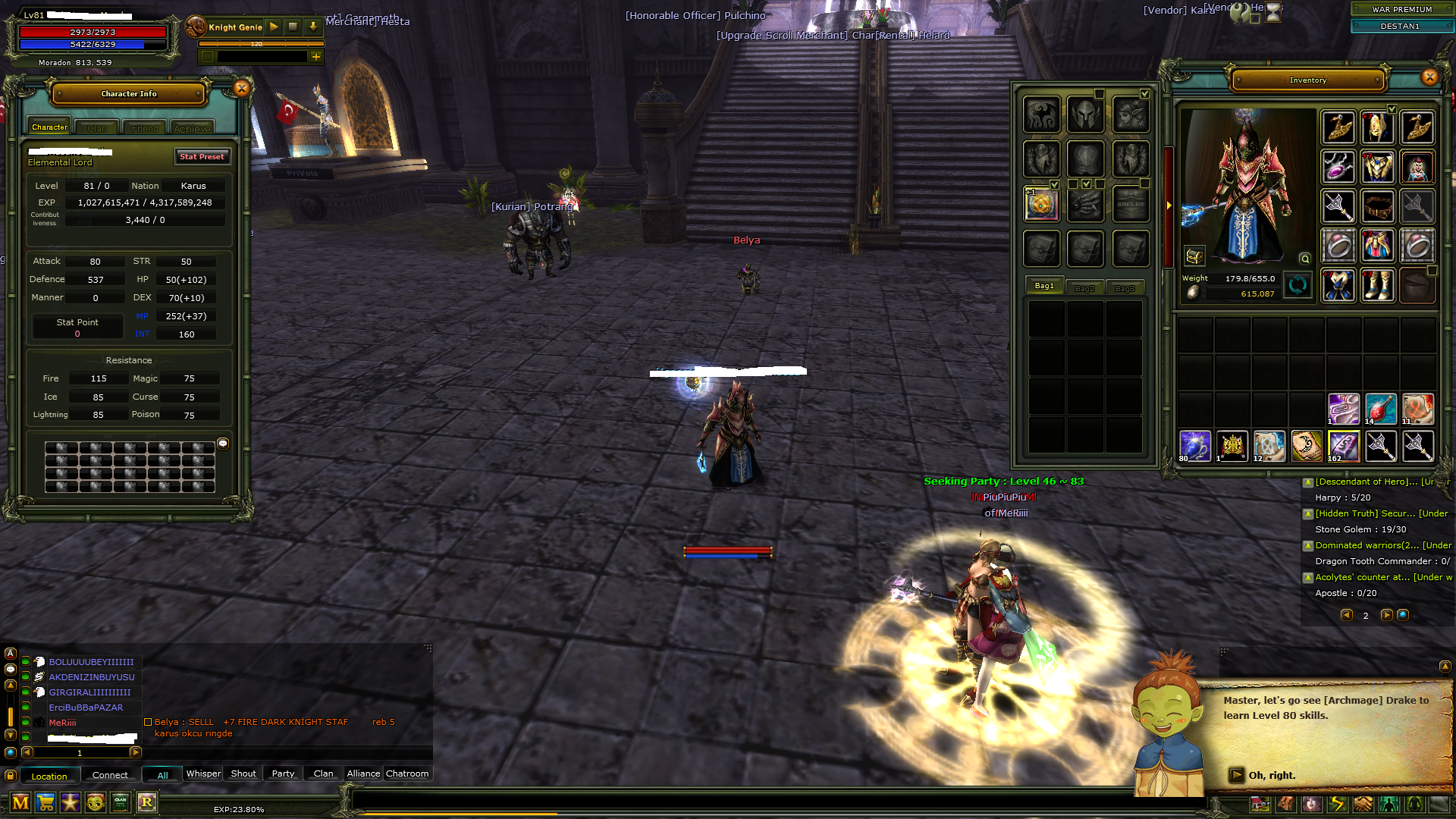 83/7 % 91 ARCHER / 83 LWL BP PRİEST / 81 LWL MAGE / 82 LWL WARRİOR