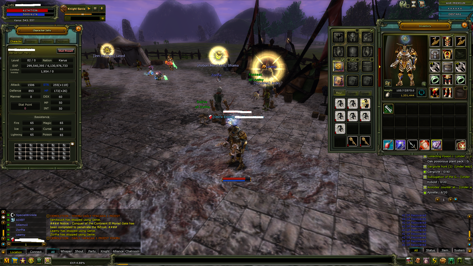 83/7 % 91 ARCHER / 83 LWL BP PRİEST / 81 LWL MAGE / 82 LWL WARRİOR