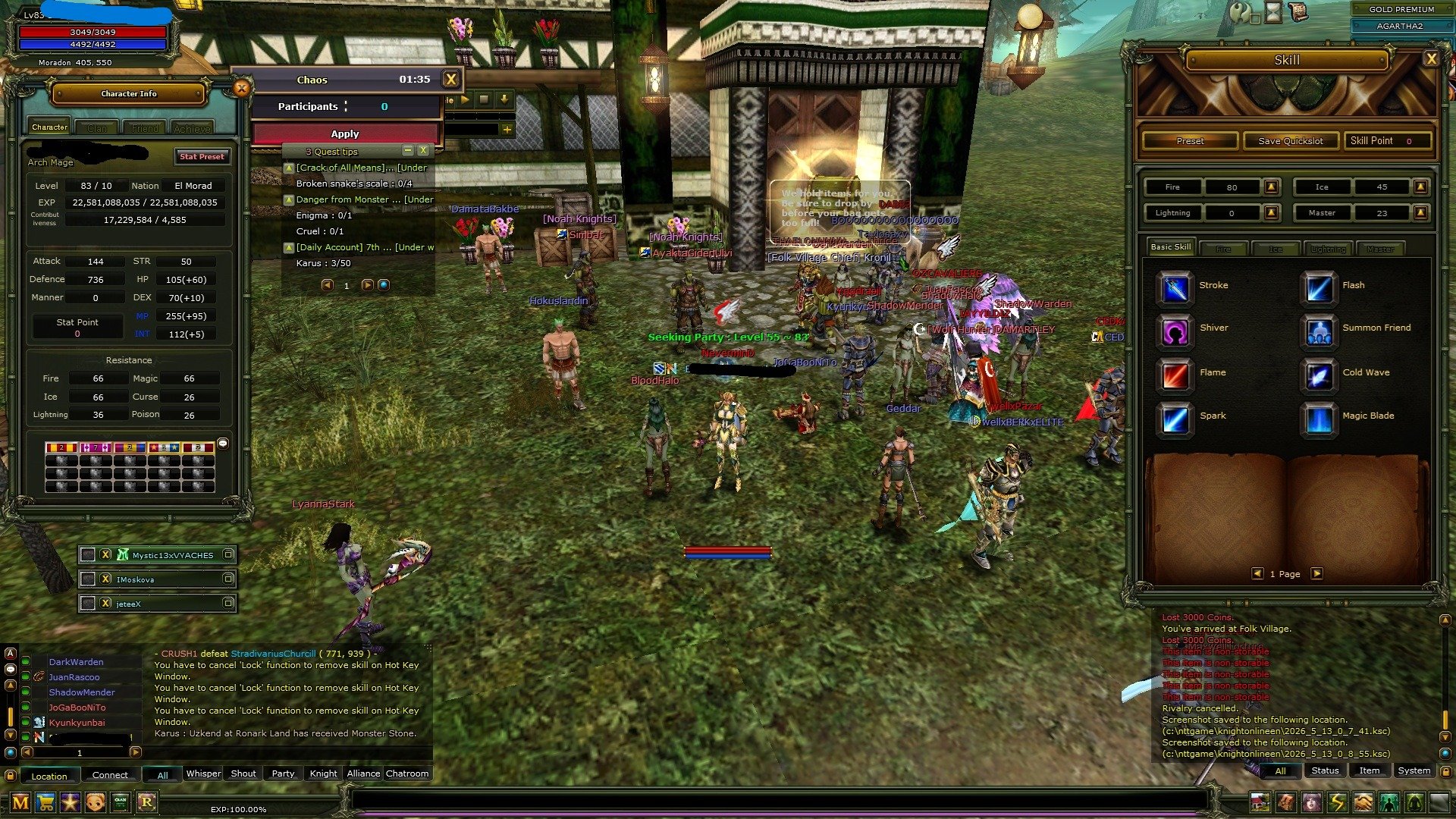 sell 83reb 10 karus mage yüzde 100 exp 17 tilsimli ve 17m270k npli