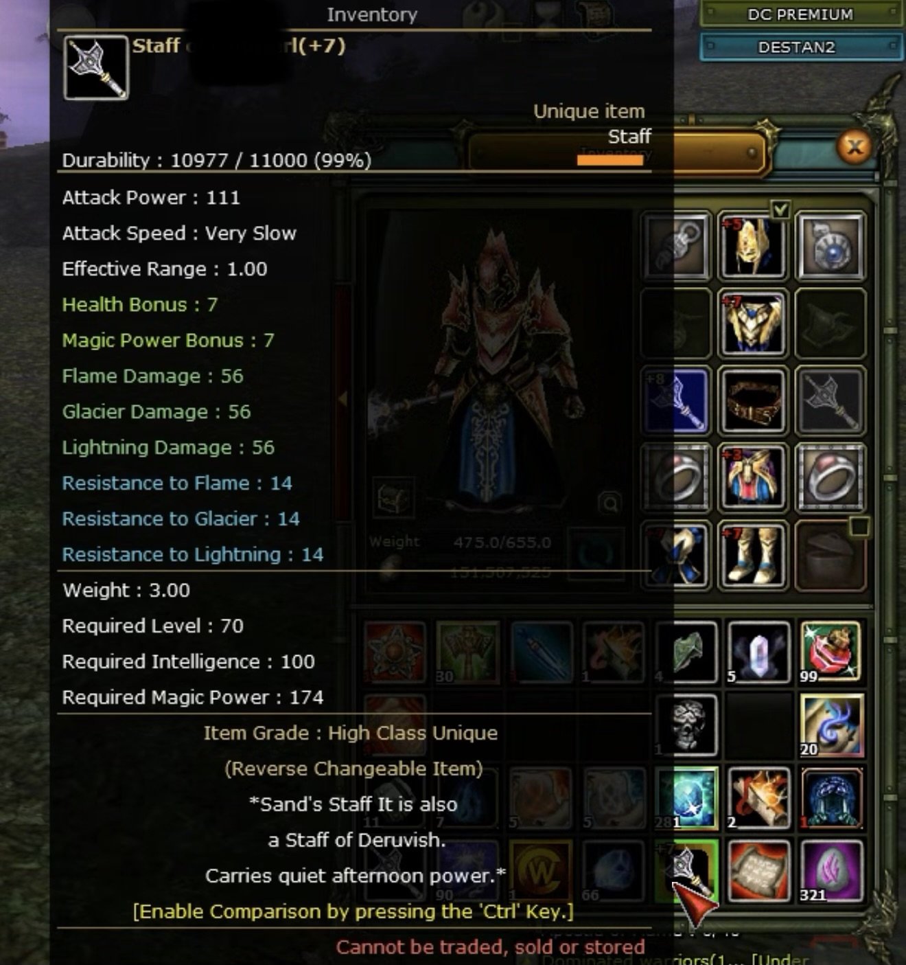 81 level 8 quest staff ve 7 quest staff var, 3 parça 7 Ron’s hp basılı, çoğu görev duruyo
