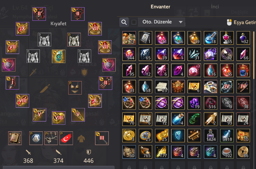 64 lvl 374 ap 446 dp Cadı
