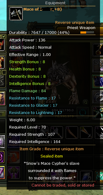 8 REB QUEST MACE(136 AP 8 İNT BONUS) 83/10 İNT BP