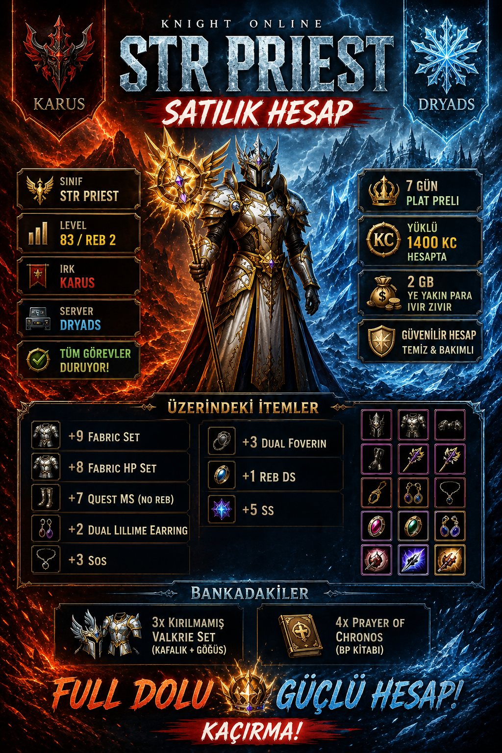 Dryads - 83/2 % 30 % 7 Quest MSLİ Farmlık HAZIR