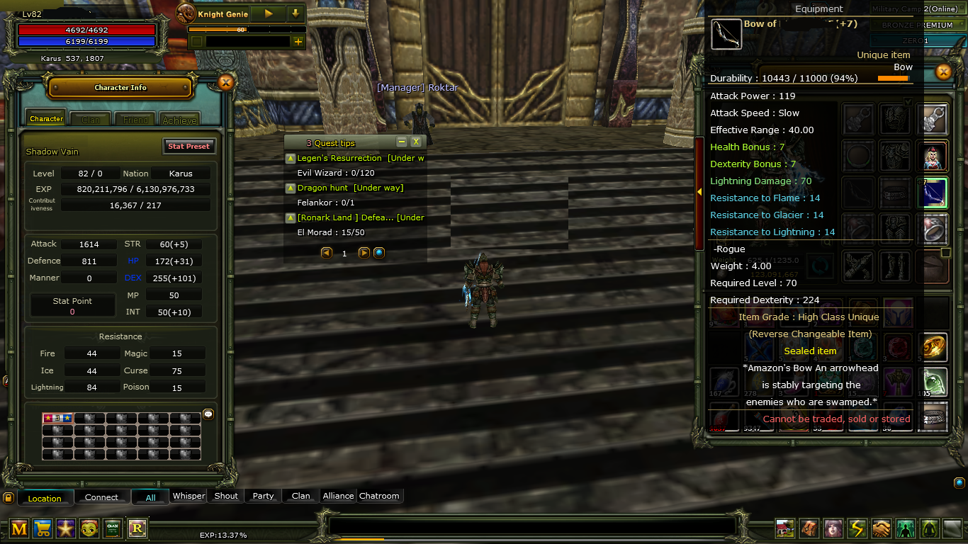 SATILIK 82 LEVEL 7 QUEST BOW KARUS ROGUE AÇIKLAMAYI OKU