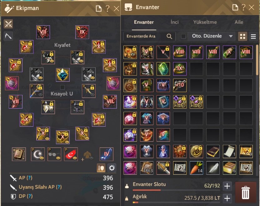 396 AP 475 DP PVE-PVP-LİFE END GAME KAÇMAZ HESAP