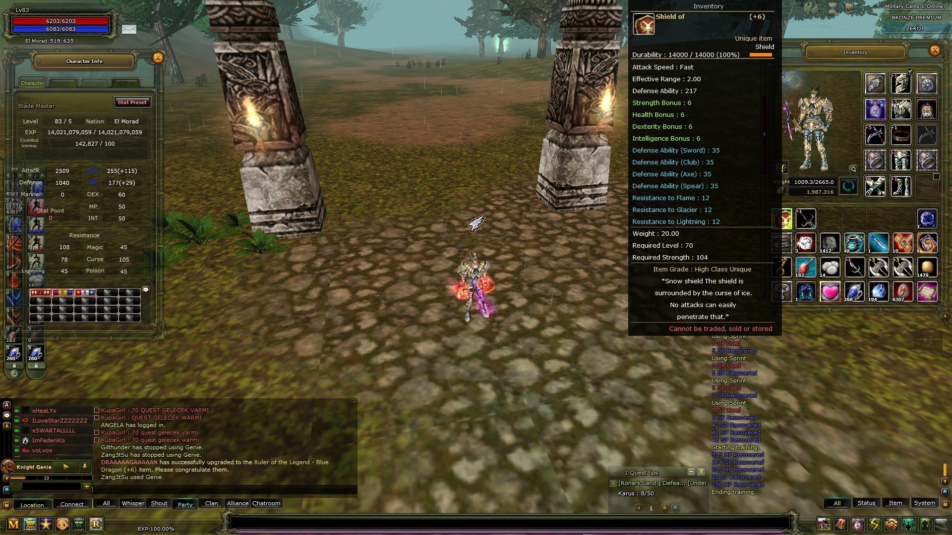 83/5 6 QUEST 90 DEF % 100 EXP HUMAN WARRIOR