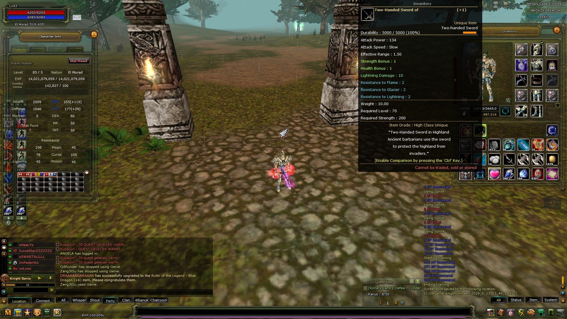 83/5 6 QUEST 90 DEF % 100 EXP HUMAN WARRIOR