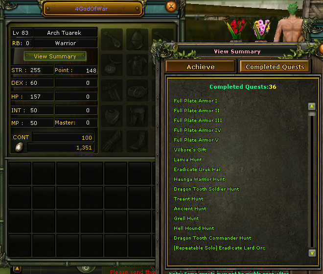 83 Lw Karus Warrior Quest Dahil Tum Gorevleri 0 Lufer 9 Gorev Harici