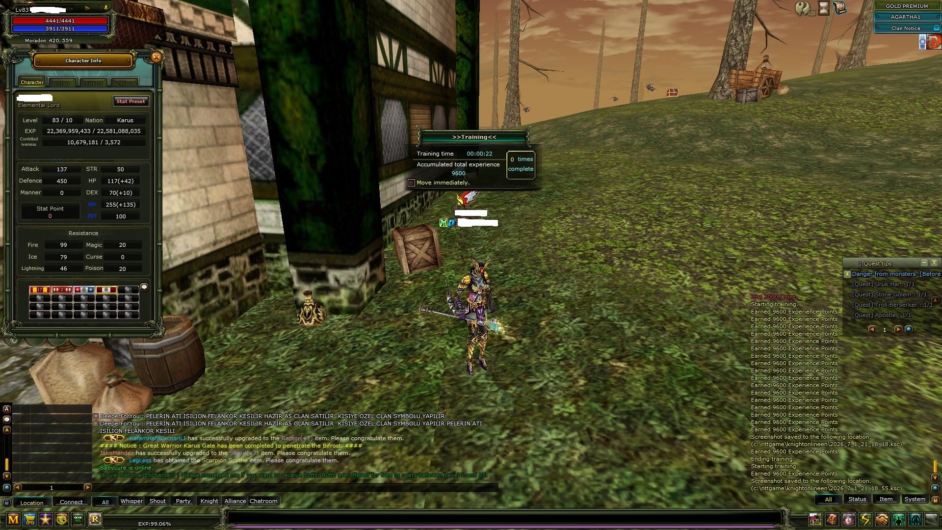Agartha 83/10 % 100 8 Quest Staf 10.7m NP full Achieve