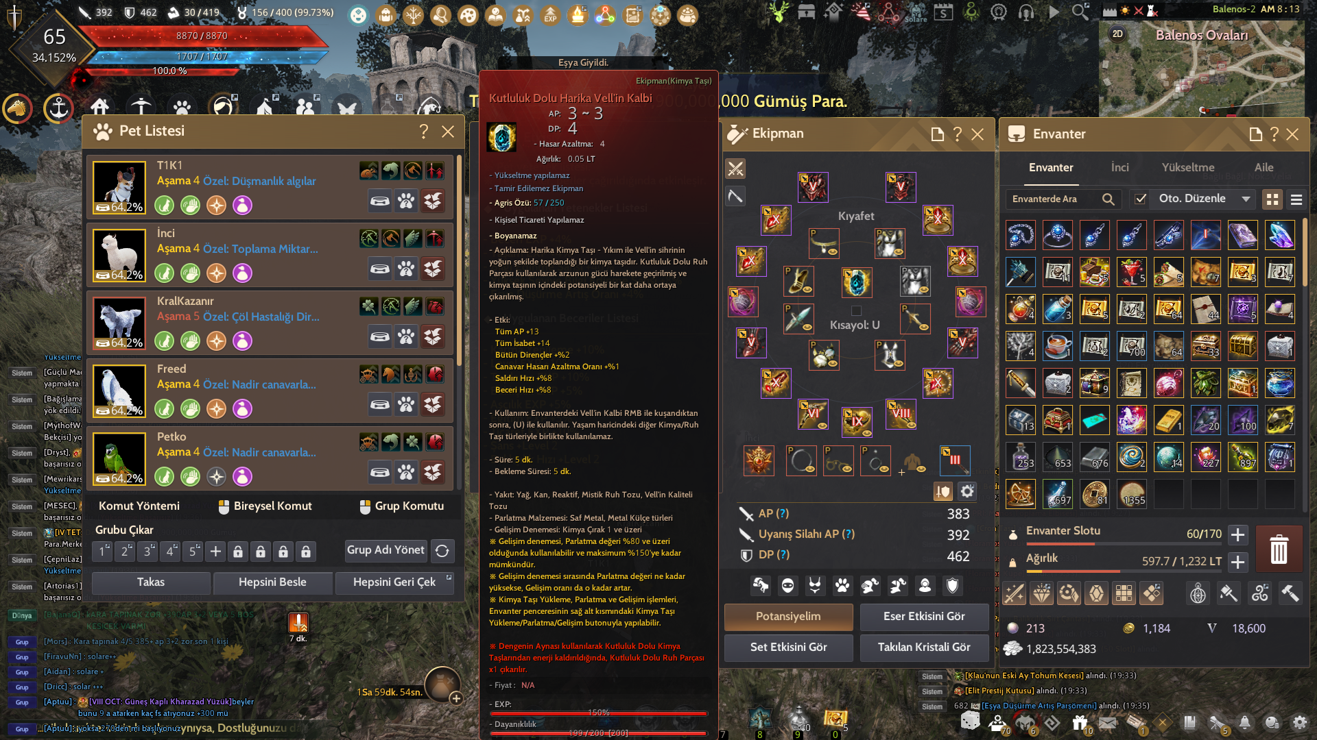 65 LVL 852 GEAR KUTLULUK DOLU VELLİ CLİENT HESAP LVL TAKAS KUPONLU