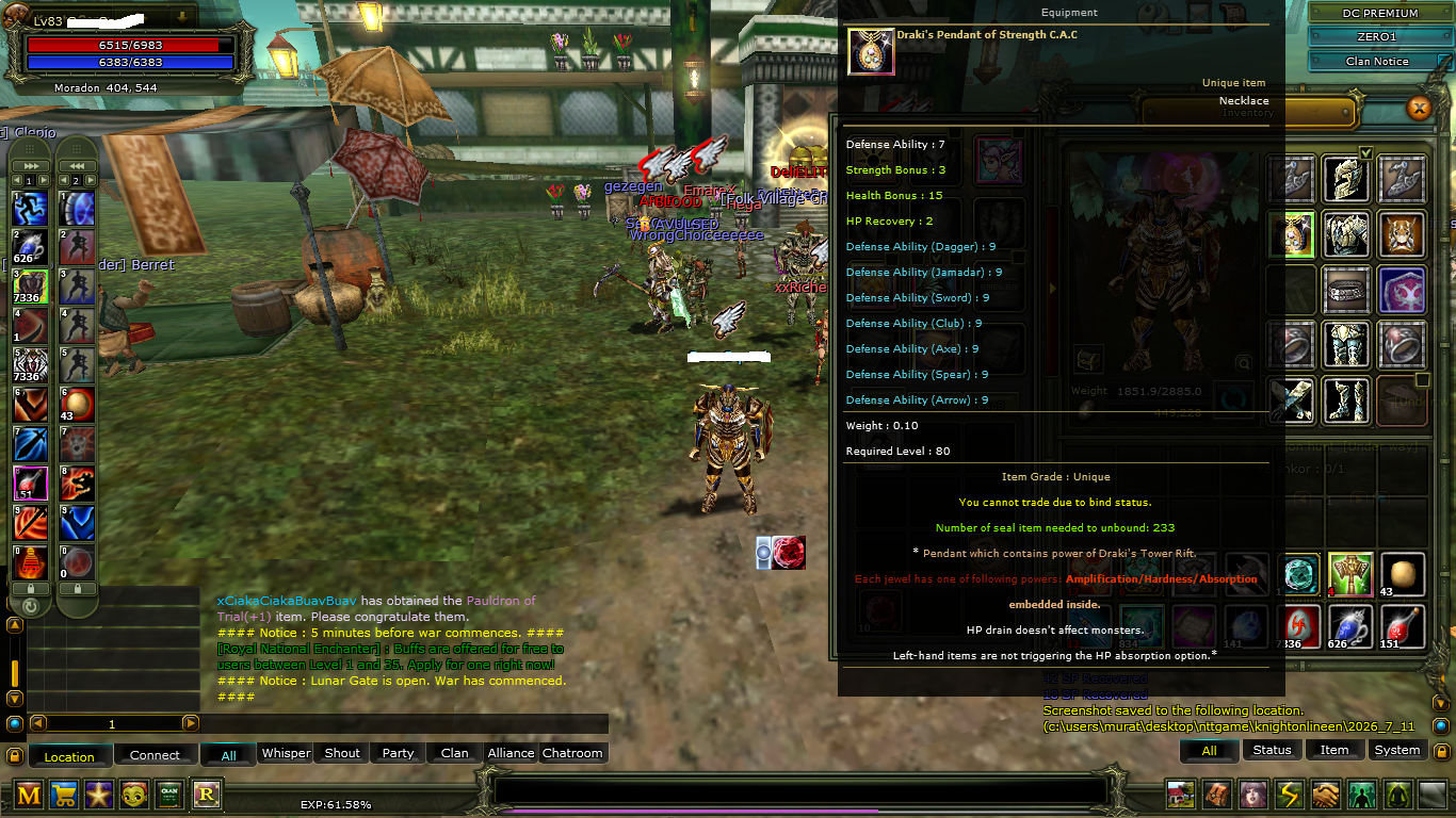 83/3 FULL EXTRALI QUESTLI KARUS WARRIOR