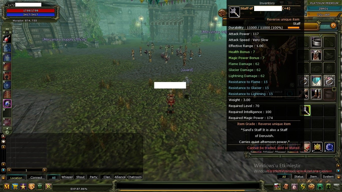 Reb artı 4 (8 gibi) Quest Staff 72 LvL Mage Ana Char 7 Quest Staff 83/4 Mage ...