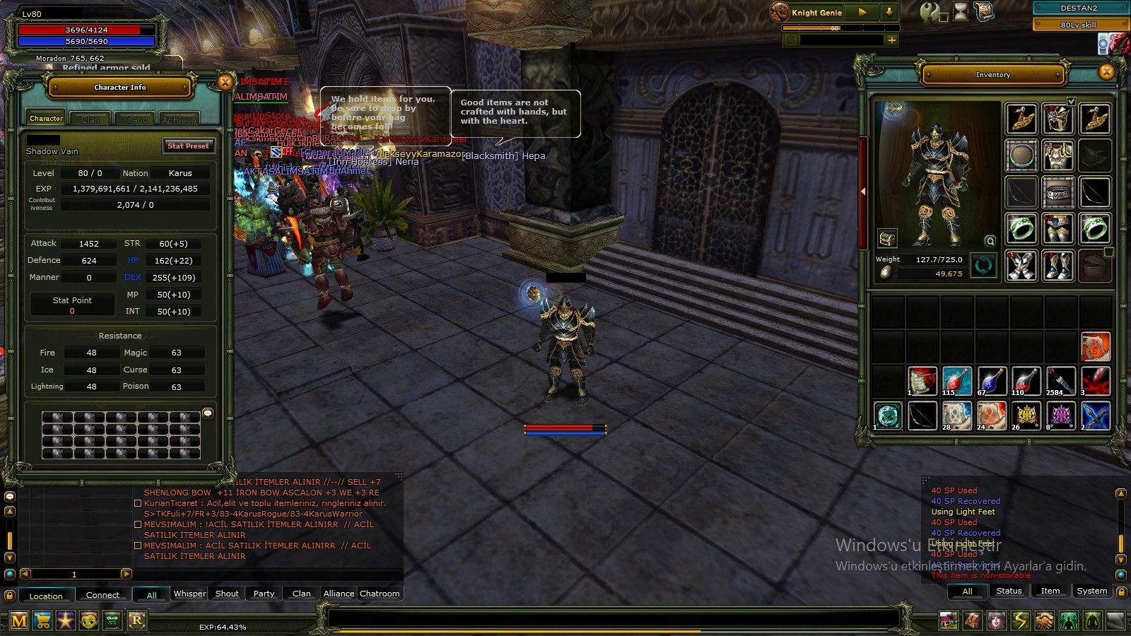 Destan 83 Reb 2 Rogue( 7 Mytrıl set ve Daal FS)-80 rogue( 7 Mytril Set)-75mage