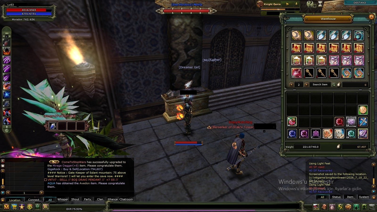 Destan 83 Reb 2 Rogue( 7 Mytrıl set ve Daal FS)-80 rogue( 7 Mytril Set)-75mage