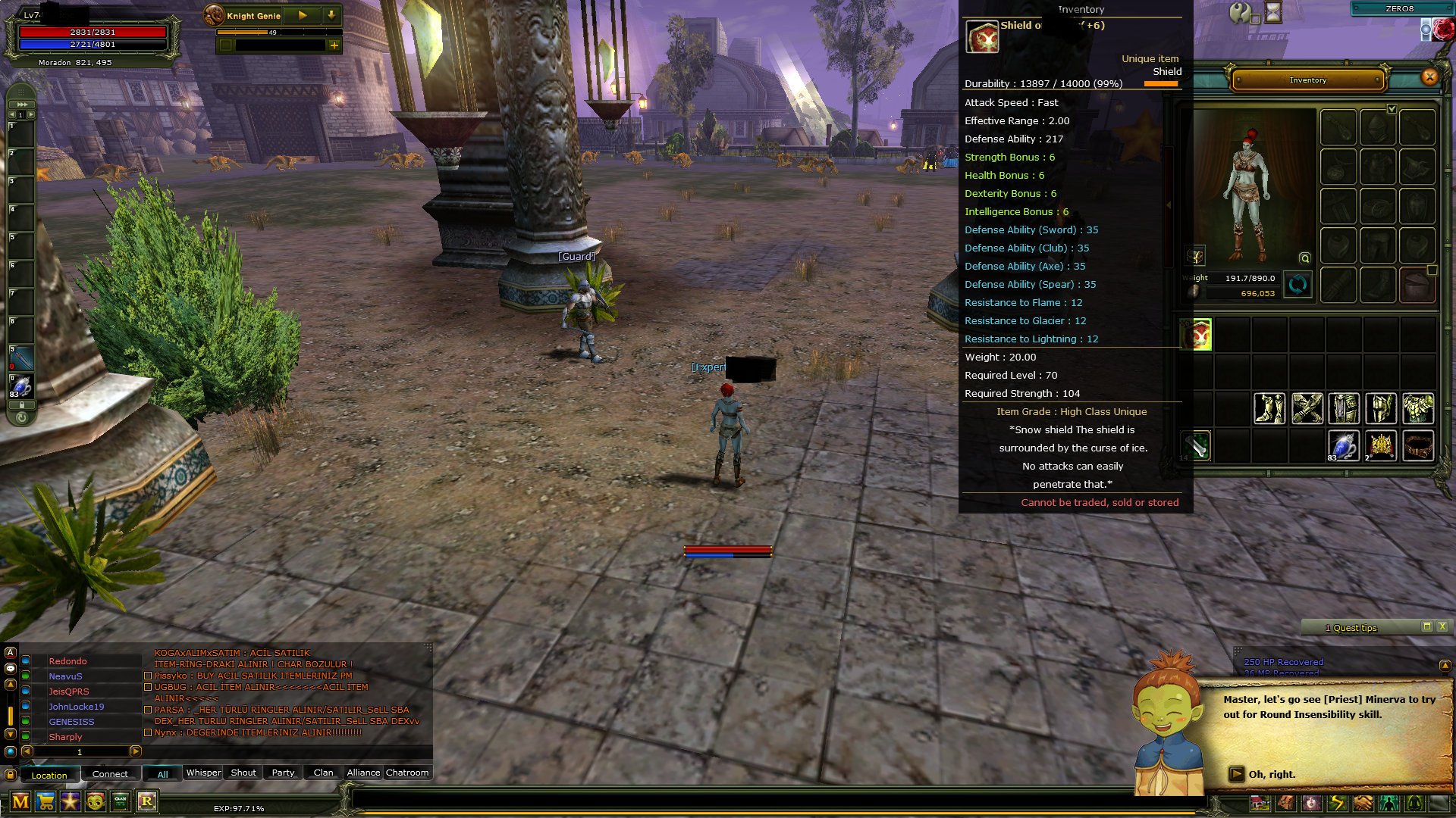 83/1 MAGE 7 QUEST STAFFLI SATILIR YANINDA 70 LWL PRİ ONUNDA 6 QUEST KALKANI VAR