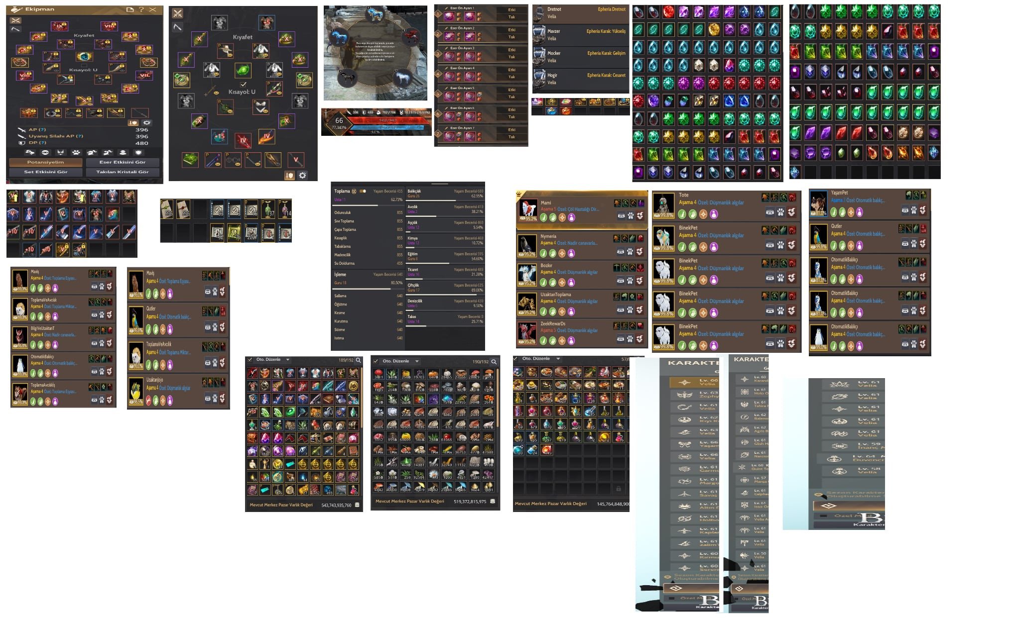 67 olmak üzere ful hazineli end game hesap
