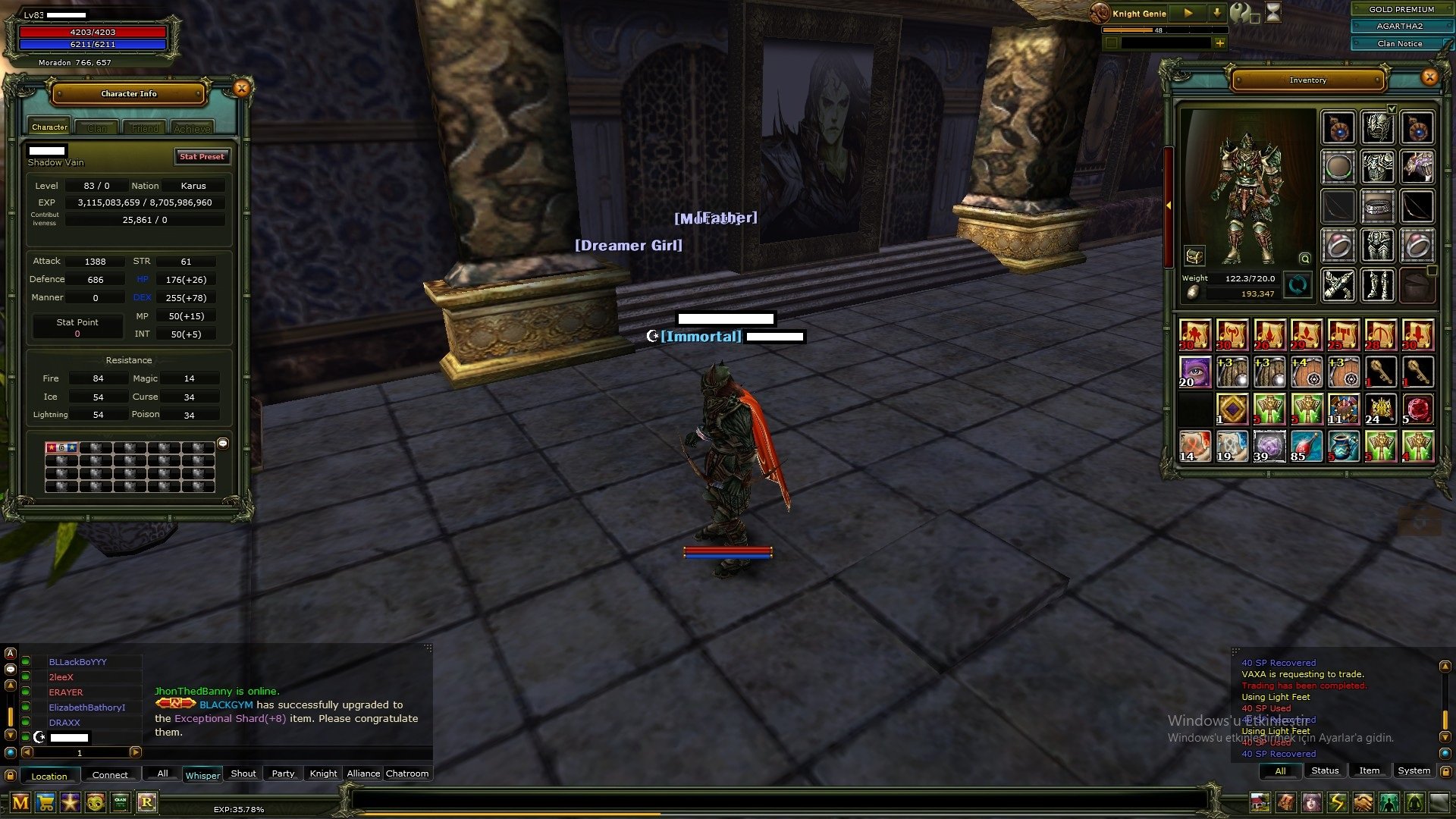Agartha 83 Rogue ve 80 Mage // Deatan 83/1 Warrior ve 79 Priest