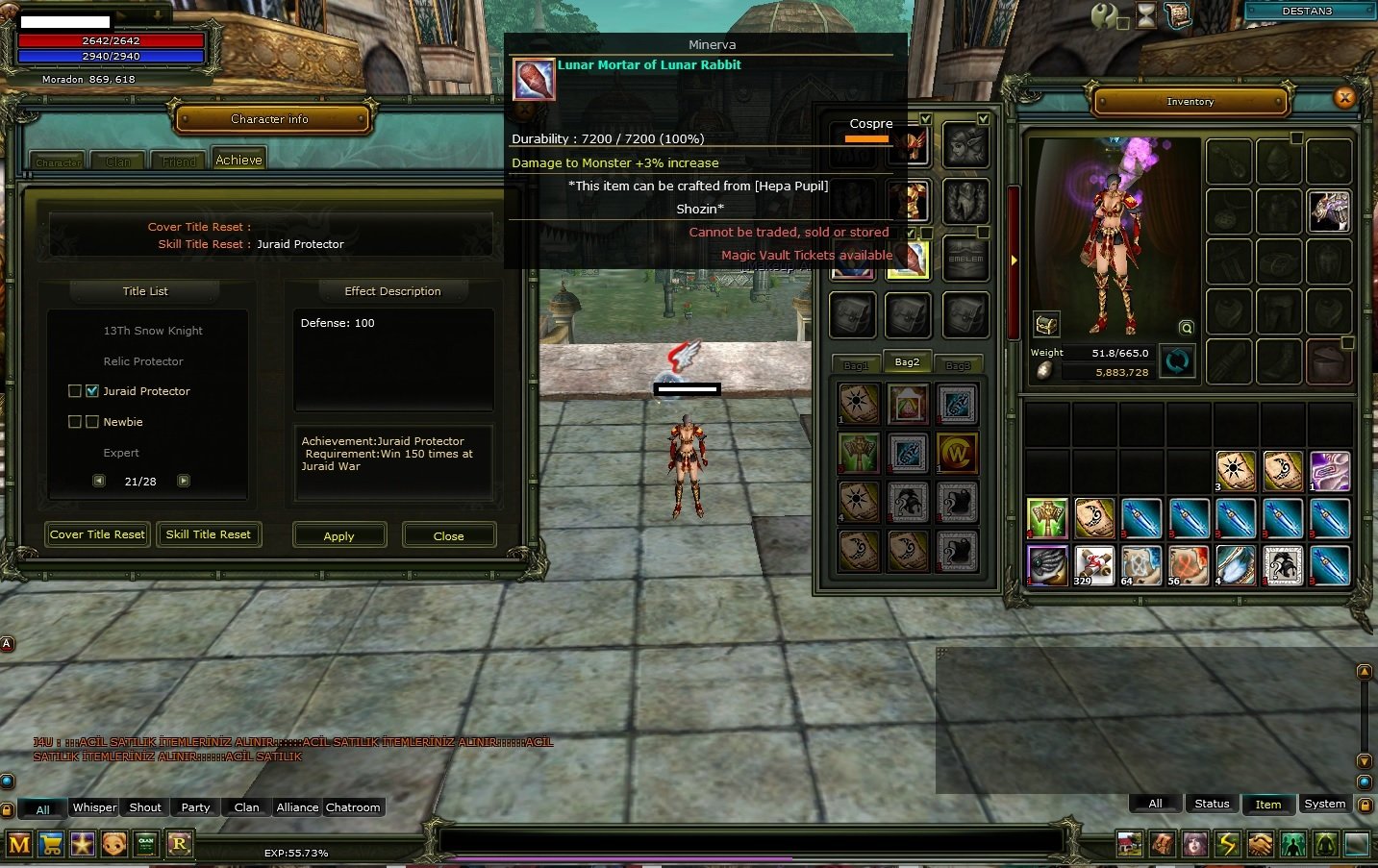 83 7 Mage, Talisman of Couruge 17, Lunar Rabbit Mortar 3, 100 def, 9 flame açık