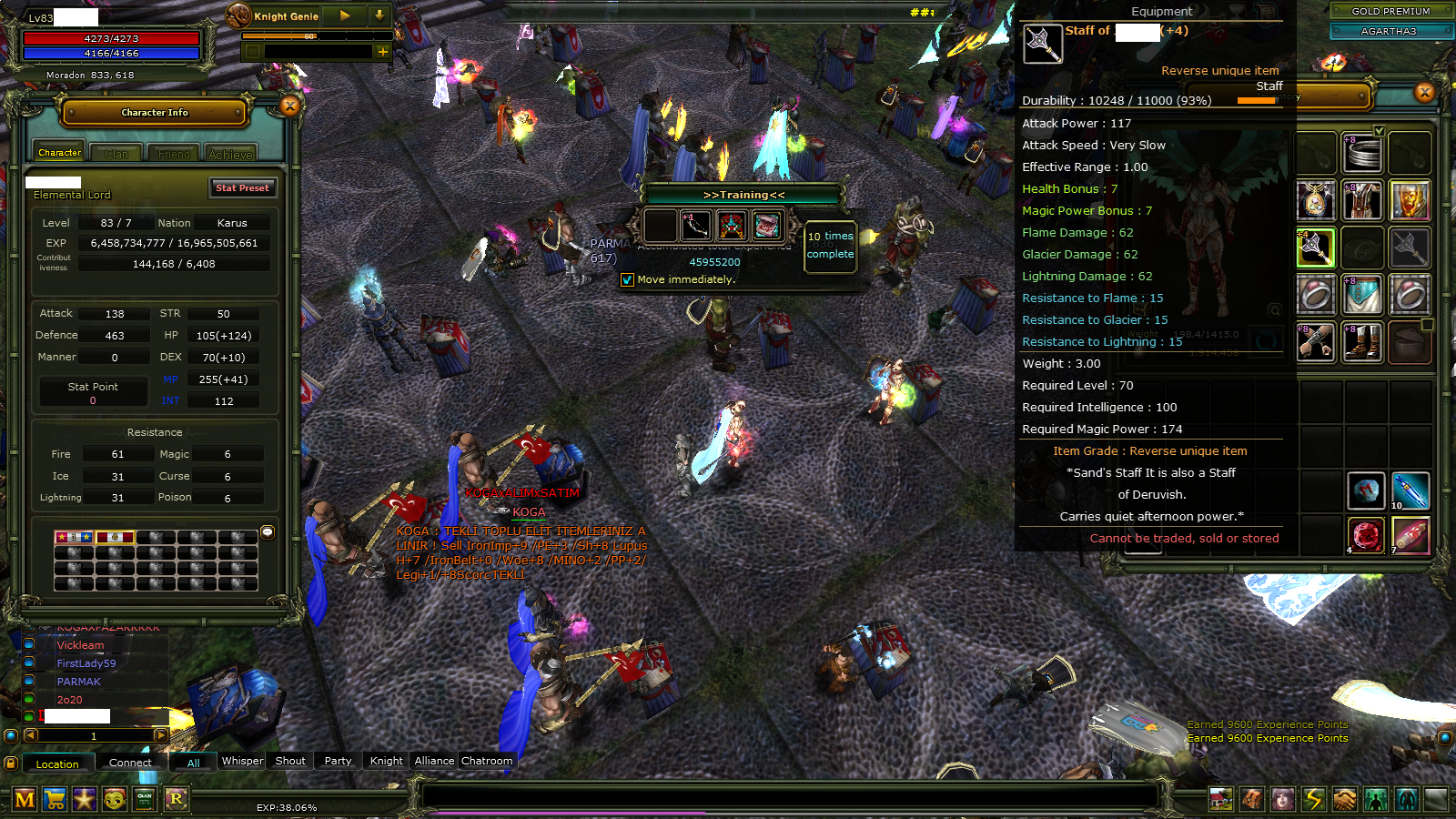 83/7 Karus mage // reb 4 quest staff // SA Magic Draki