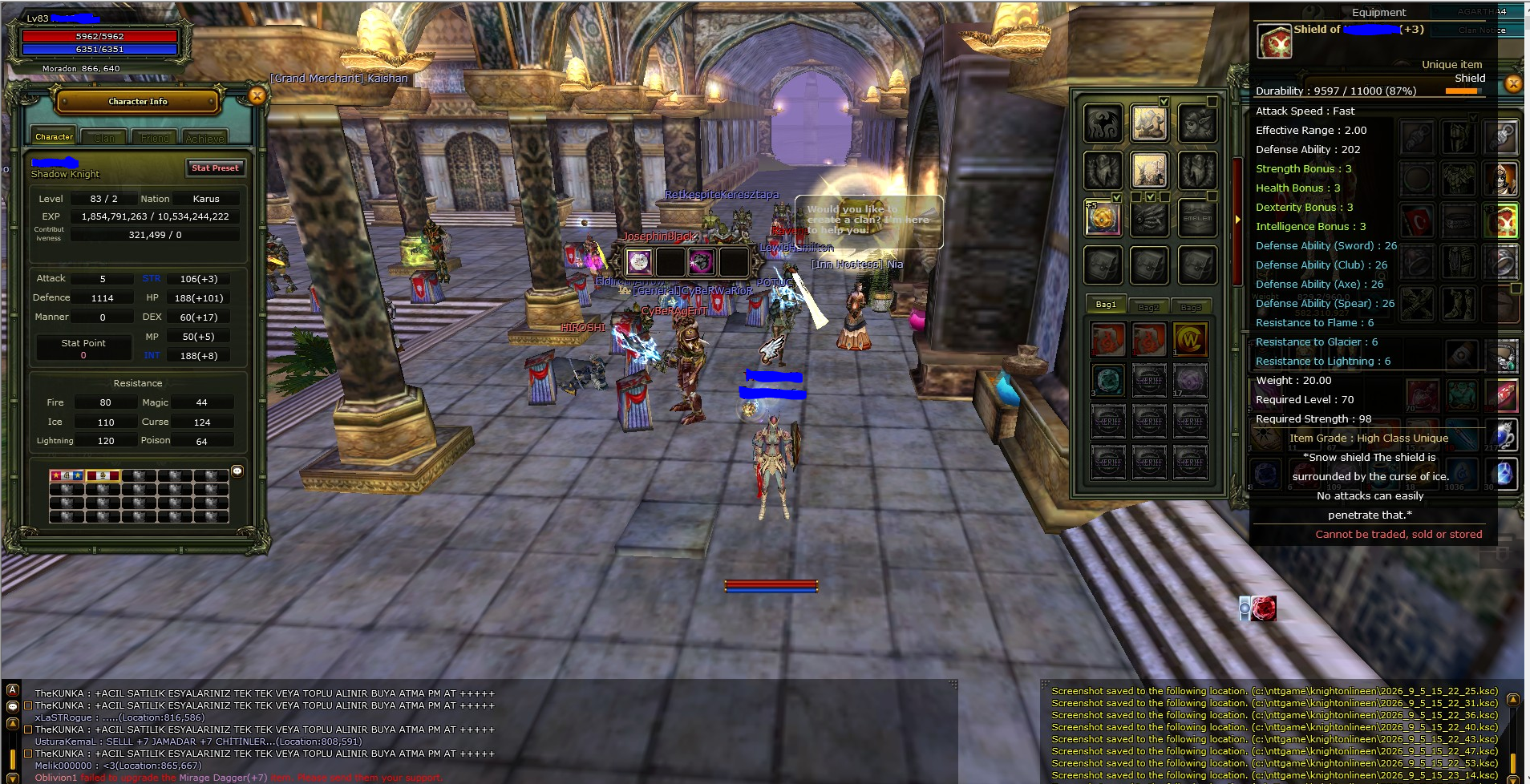 83/2 Karus Priest 3 Guest Kalkanlı - Yan Karakter 75 Lwl 3 Guest Bow'lu